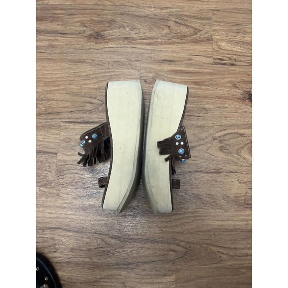 Vintage Steve Madden Platform Sandals Women's Size 8M Brown Fringe Y2K Shoes - Picture 5 of 8